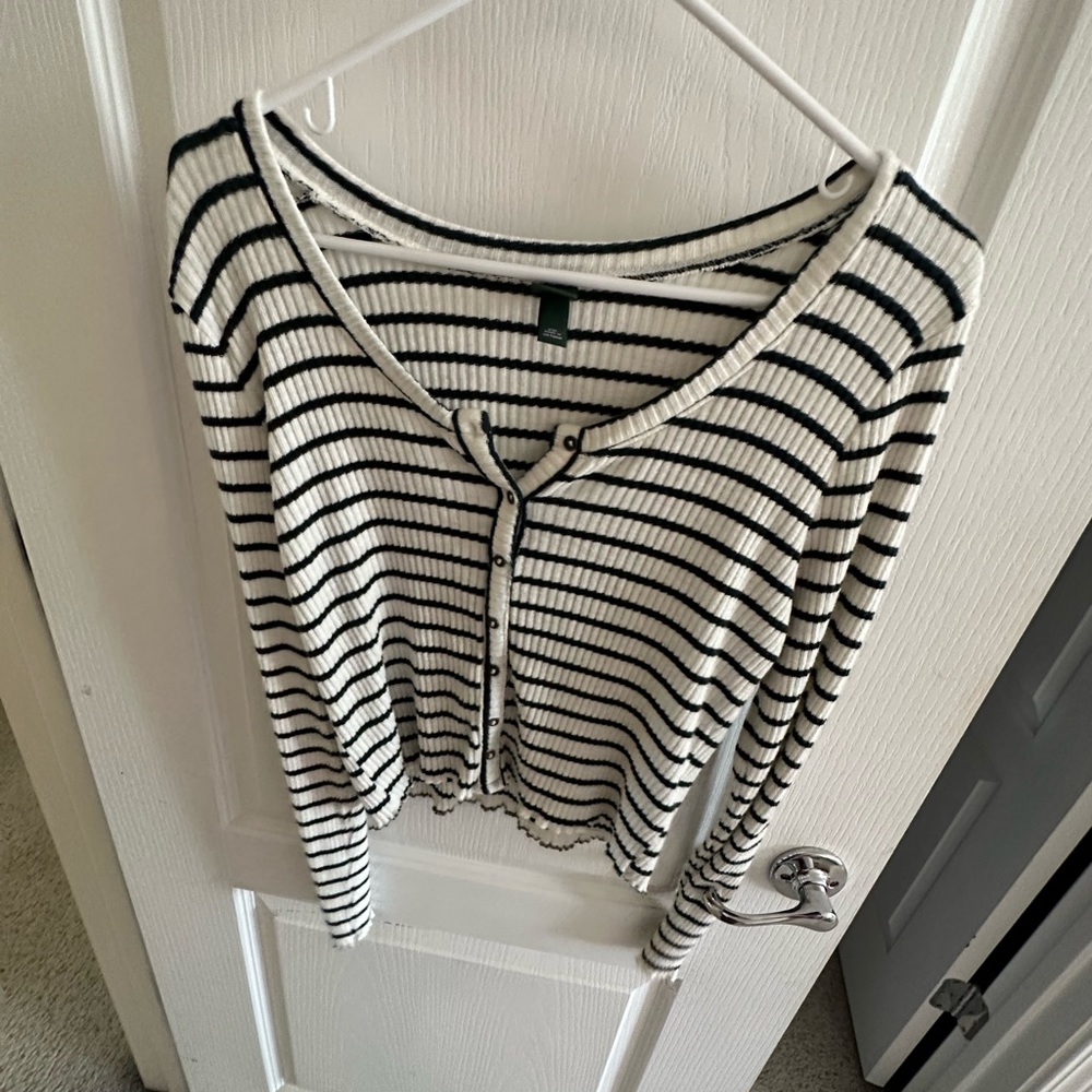striped button down sweater top